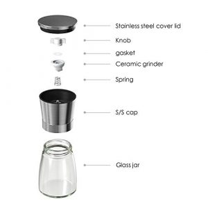 Salt and Pepper Grinder Set - Adjustable Stainless Steel Spice Ceramic Grinders Mill Shaker for Kitchen Table - Stainless Steel color