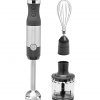 GE Immersion Hand Blender, 500 Watt High-Performance, 3-in-1 with Blend & Chop, Whisk & Chopping Jar Attachments, Dual Speed Immersion for Easy One-Handed Operation, Stainless Steel, G8H1AASSPSS (Renewed)