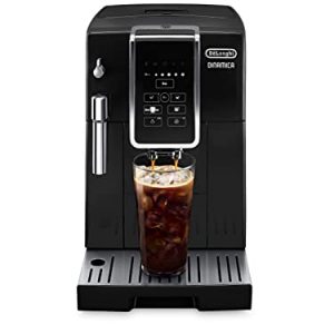 De'Longhi ECAM35020B Dinamica Automatic Coffee & Espresso Machine TrueBrew (Iced-Coffee), Burr Grinder + Descaling Solution, Cleaning Brush & Bean Shaped Icecube Tray, Black