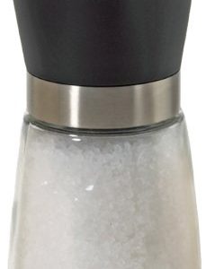 Kamenstein Black Glass Grinder with Sea Salt, 5 Ounce