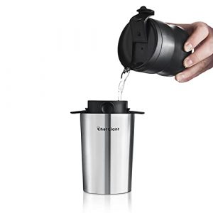 ChefGiant Portable Coffee maker | Single Serve Electric Burr Coffee Grinder and Pour Over Maker | Rechargeable with Stainless Steel Insulated Mug | Great For Travel