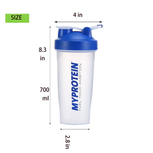 CLA JLT Shaker Bottle Protein 24-Ounce Storage for Powder Workout Gym Wire Whisk Balls (2PCS) (Blue+Black)