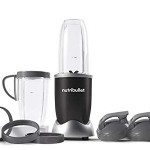 NutriBullet NB9-1301K Pro 13 Pcs Onyx Black, 900W & 18 Ounce Short Cup with Standard Lip Ring, 1 Count (Pack of 1), Clear/Gray