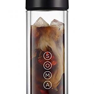 SOMA Double Wall Glass Tea and Coffee Cold Brew Bottle, Black, 12oz (SM18501K)