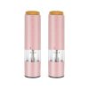Electric Pepper Grinder Automatic Salt Grinder Set Wheat Fiber Material One Hand Operated Mill 2 packs of Battery Powered Shakers with Ceramic Blades and Adjustable Coarseness (Pink)