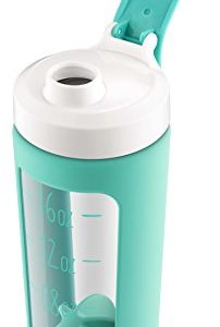 Ello Splendid Glass Shaker Bottle with Leak-Proof Lid, 20 oz, Mint