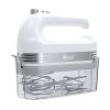 Hand Mixer Electric, 300W Power handheld Mixer Mini for Baking Cake Egg Cream Food Beaters Whisk, with Snap-On Storage Case, White, 5 Speed