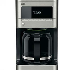 Braun KF7170SI BrewSense Drip Coffeemaker, 12 cup, Stainless Steel & Charcoal Filter for Coffee Machines, White