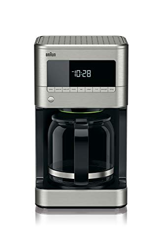Braun KF7170SI BrewSense Drip Coffeemaker, 12 cup, Stainless Steel & Charcoal Filter for Coffee Machines, White