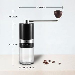 VEVOK CHEF Manual Coffee Grinder Mini Hand Coffee Grinder 6 Adjustable Setting Stainless Steel Conical Burr Mill Portable Hand Crank Coffee Bean Grinder Fine for Espresso Gift