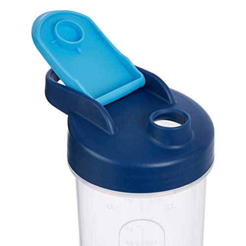 Amazon Basics Shaker Bottle with Mixer Ball – 20-Ounce, 2-Pack, Blue, 11.8x9x23cm