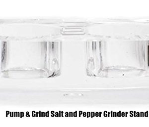 Modern Push Button Salt and Pepper Grinder Set, Grind Gourmet Pump and Grind Sea Salt and Pepper Mill Set with Stand, Refillable Grinder