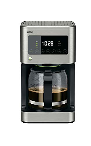 Braun Brew Sense 12 Cup Touch Screen Drip Coffee Maker Machine with Brew Strength Options, 2 Hour Shut Off and 24 Hour Timer, Stainless Steel