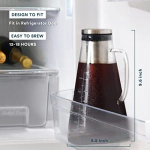 Airtight Cold Brew Iced Coffee Maker (& Iced Tea Maker) with Spout – 1.5L/ 51oz Ovalware RJ3 Brewing Glass Carafe with Removable Stainless Steel Filter