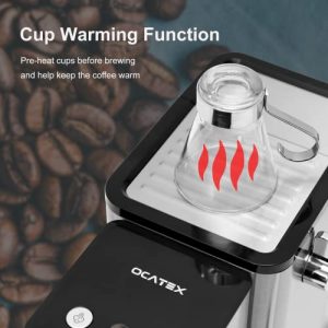 Espresso Machine, Ocatex 20 Bar Espresso Machine with Milk Frother Steam Wand, Small Expresso Maker for Home, Latte and Cappuccino Machine with Pressure Gauge, Stainless Steel