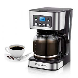 Programmable Coffee Maker, 4-12 Cups Drip Coffee Machine with Glass Carafe, Regular & Strong Brew, Pause & Serve for Home and Office, Taylor Swoden