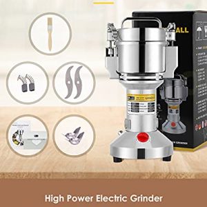 CGOLDENWALL 300g Electric Grain Mill Grinder Safety Upgraded Spice Grinder Pulverizer Stainless Steel Powder Machine for Dry Spices Herbs Grains Coffee Seeds Rice Corn Pepper 110V