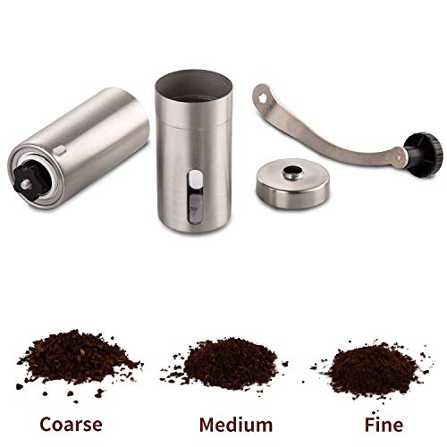 PARACITY Manual Coffee Bean Grinder Stainless Steel Hand Coffee Mill Ceramic Burr for Aeropress, Drip Coffee, Espresso, French Press, Turkish Brew, coffee gift