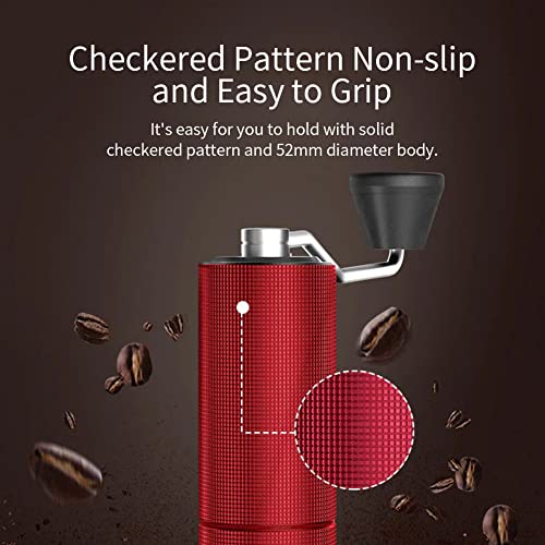 TIMEMORE Chestnut C2 Manual Coffee Grinder Capacity 25g with CNC Stainless Steel Conical Burr,Double Bearing Positioning, Internal Adjustable Setting,Portable Grinding Hand,Red