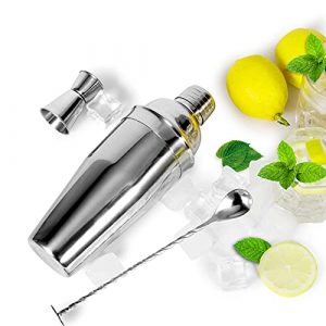 24oz Cocktail Shaker Bar Set - Professional Margarita Mixer Drink Shaker and Measuring Jigger & Mixing Spoon Set - Professional Stainless Steel Bar Tools Built-in Bartender Strainer for Martini Kit