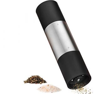 2-In-1 Salt and Pepper Grinder - Adjustable Coarseness Ceramic Mechanism - Stainless Steel Salt and Pepper Shakers - Dual Adjustable 2-In-1 Salt and Pepper Mill