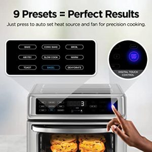 CHEFMAN Air Fryer Toaster Oven XL 20L, Healthy Cooking & User Friendly, Countertop Convection Bake & Broil, 9 Cooking Functions, Auto Shut-Off 60 Min Timer, Nonstick Stainless Steel, Shade Selector