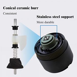 Conical Ceramic Burr Coffee Grinder - Portable Electric Slow Grinder, with Adapter, Upgraded Grinding Bin - for Espresso, Pour over, Drip, Percolator, Chemex, Cold Brew, French Press
