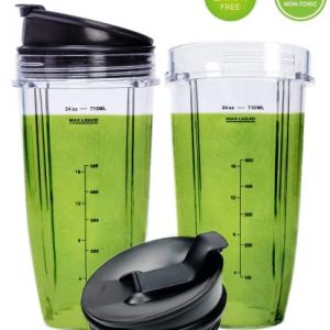 Blender Replacement Cup 24 oz (2 Pack) with Sip & Seal Lids for Nutri Ninja Pro Extractor Blender for Ninja Bl450 BL454 Auto-iQ Ninja BL642 BL480D BL480 SS101 SS351 SS401