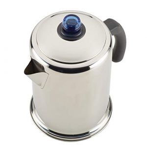 Farberware Classic Stainless Steel Coffee Percolator, 12 Cup, Silver with Glass Blue Knob