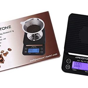 Apexstone Coffee Scale with Timer,Coffee Scale with Timer Small,Pour Over Coffee Scale Timer,Coffee Scales with Timer,Espresso Scale with Timer(Batteries Included)