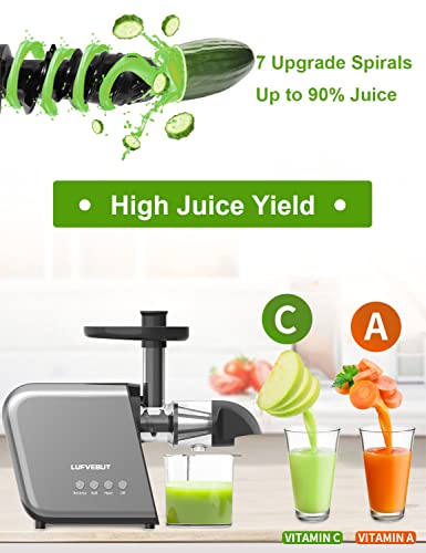 Slow Juicer Cold Press Juicer Masticating Juicer Machines for Purple Cabbage, Carrots, Parsley, Easy to Clean Juicer with 2-Speed Modes for High Nutrient Vegetables & Fruits, Quiet Motor & Not Jammed