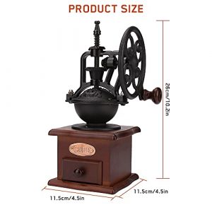 Ideashop Manual Coffee Grinder, Retro Ferris Wheel Hand Crank Coffee Grinder with Ceramic Core and Fineness Adjustment, Wooden Antique Coffee Grinder Mill for Coffee Beans, Spices, Pepper, Grain