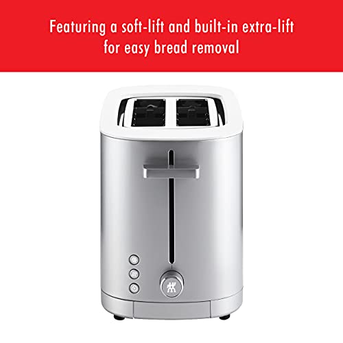 ZWILLING Enfinigy Cool Touch, 2-Slice Toaster, Extra Wide 1.5" Slots for Bagels and Toast, Silver