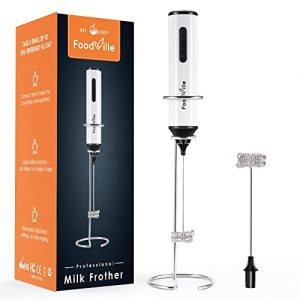 FoodVille MF05 Rechargeable Milk Frother USB Charging Handheld Foam Maker with One Additional Frother for Cappuccino, Latte, Bulletproof Coffee, Keto Diet, Protein Powder, Matcha