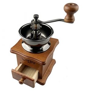 Manual Coffee Grinder,Vintage Style Wooden Coffee Bean Hand Grinder Hand Coffee Grinder Roller Classic Coffee Mill Hand Crank Coffee Grinders for Drip Coffee French Press (Ceramic)