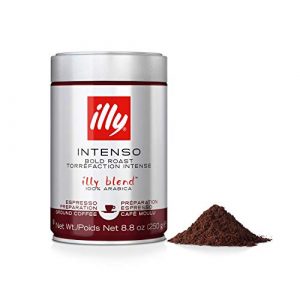 illy Intenso Ground Espresso Coffee, Bold Roast, Intense, Robust and Full Flavored With Notes of Deep Cocoa, 100% Arabica Coffee, No Preservatives, 8.8 Ounce Can (Pack of 1)