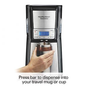 Hamilton Beach (48465) Coffee Maker with 12 Cup Capacity Black & Fresh Grind 4.5oz Electric Coffee Grinder for Beans, Spices and More, Stainless Steel Blades, Black,80335R