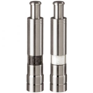 Fletchers' Mill Stainless-Steel Pump and Grind Salt Mill, , Modern Thumb Button Grinder, One-Handed Operation, Perfect For Restaurant Staff