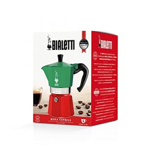 Bialetti - Moka Express Italia Collection: Iconic Stovetop Espresso Maker, Makes Real Italian Coffee, Moka Pot 6 Cups (9 Oz - 270 Ml), Aluminium, Colored in Red Green Silver