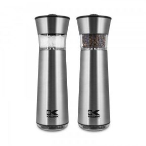 Kalorik Electric Gravity Salt and Pepper Grinder, PPG 43639 CP, Automatic Stainless Steel Spice Grinder Easy Tilt and Grind, Stainless Steel.