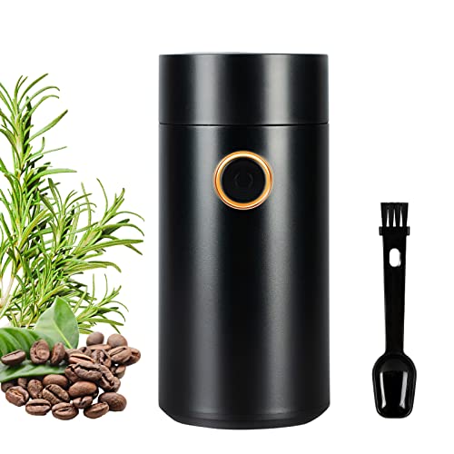 PARACITY Herb Grinder/Spice Grinder Electric with 12 Cup Large Capacity, 150W Coffee Grinder Electric Stainless Blade Mill with Brush&Spood for Spices, Herbs, Nuts, Grains( Golden Button )
