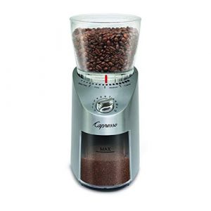 Capresso 575.05 Infinity Plus Conical Burr Grinder with Large Bean Container, Stainless Steel Includes Cleaning Tablets and Dusting Brush Bundle
