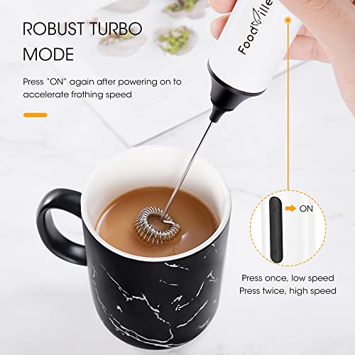FoodVille MF05 Rechargeable Milk Frother USB Charging Handheld Foam Maker with One Additional Frother for Cappuccino, Latte, Bulletproof Coffee, Keto Diet, Protein Powder, Matcha