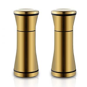 Kyraton Gold Salt and Pepper Shakers, Titanium Plating Stainless Steel Salt and Pepper Grinders Refillable Pepper Grinder, Pepper Mill, Salt Grinder, Salt Shaker, Salt Pepper Shaker Set of 2