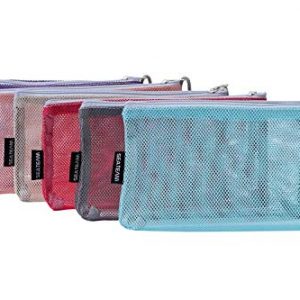 Sea Team 6pcs Multicolored Portable Travel Toiletry Pouch Nylon Mesh Cosmetic Makeup Organizer Bag with Zipper