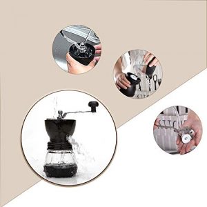 PARACITY Manual Coffee Bean Grinder with Ceramic Burr, Hand Coffee Grinder Mill Small with 2 Glass Jars( 11OZ per Jar) Stainless Steel Handle for Drip Coffee, Espresso, French Press, Turkish Brew …