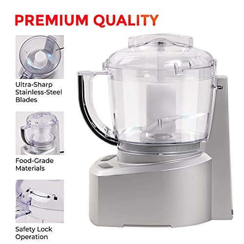 Mueller Ultra Prep Food Processor Chopper for Dicing, Grinding, Whipping and Pureeing – Food Chopper for Vegetables, Meat, Grains, Nuts and Whisk for Eggs and Cream