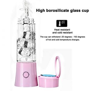 Portable Mini Blender,Personal Wireless Juicer Cup Smoothie Maker with 3D 6 Blades ,USB Rechargeable Fruit Juice Mixer 100W 480ML,with 4000mAh Rechargeable Battery Pink