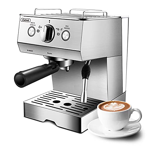 Espresso Machines 15 Bar with Milk Frother, Expresso Coffee Machine for Espresso, Latte and Mocha, 1.5L Removable Water Tank and Double Temperature Control System, Classial, Sliver, 1050W