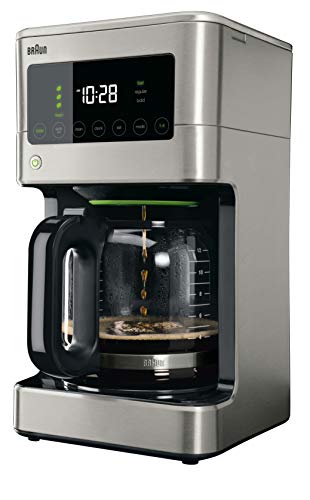 Braun Brew Sense 12 Cup Touch Screen Drip Coffee Maker Machine with Brew Strength Options, 2 Hour Shut Off and 24 Hour Timer, Stainless Steel